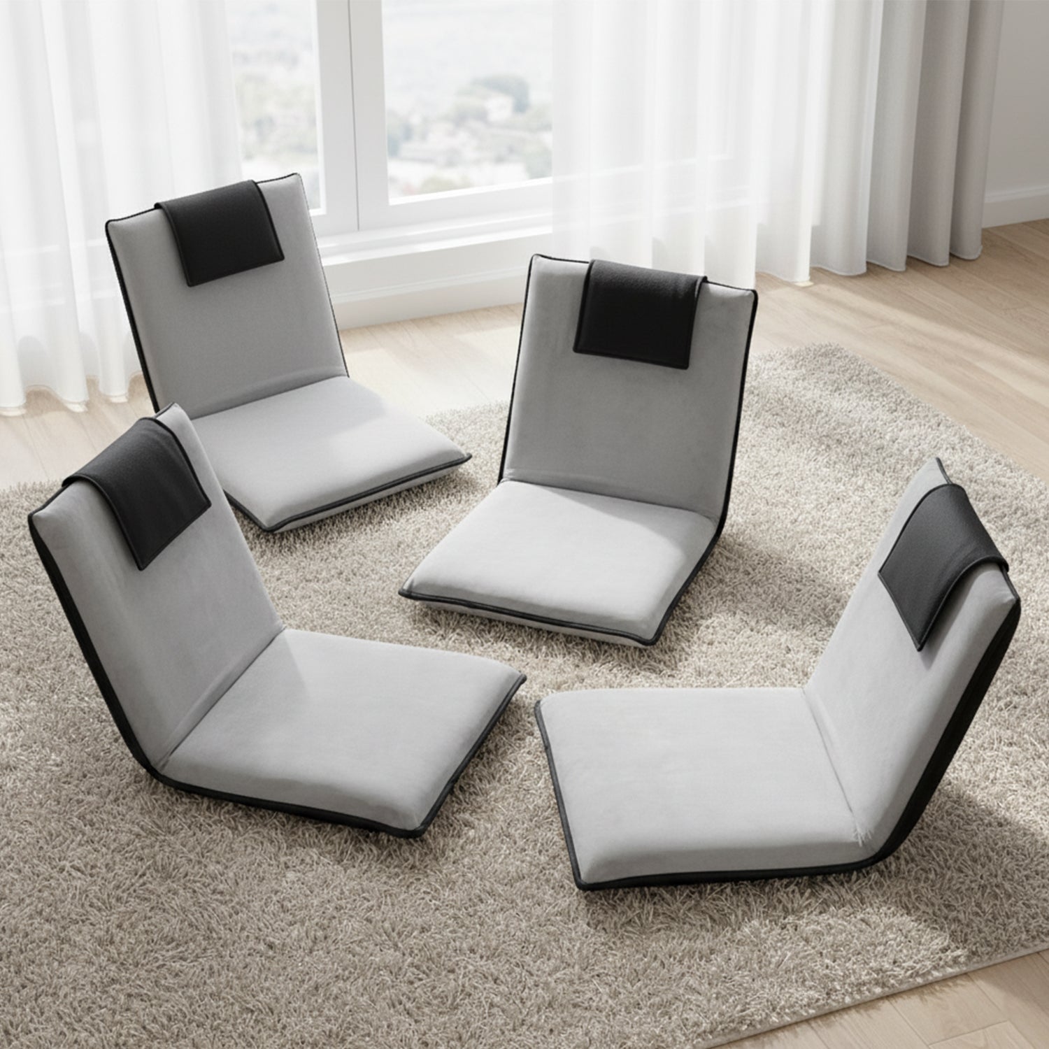 Artiss 4X Velvet Floor Sofa Bed β Grey