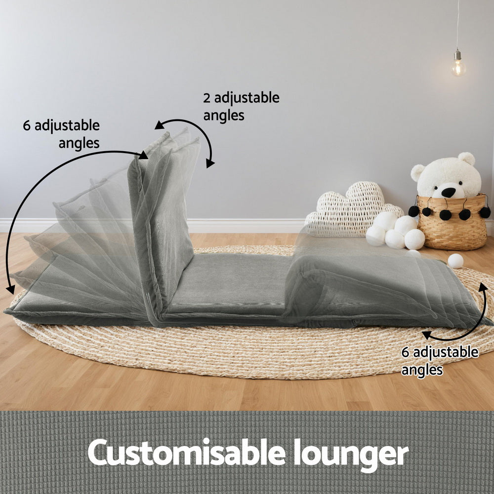 Floor Lounge Sofa Bed Foldable 2 Seater Grey