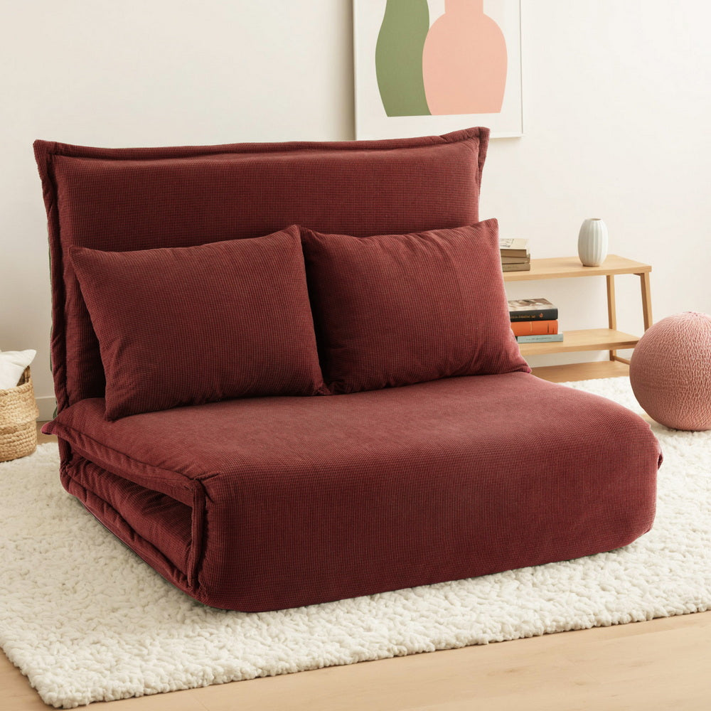Floor Lounge Sofa Bed Foldable 2 Seater Orange