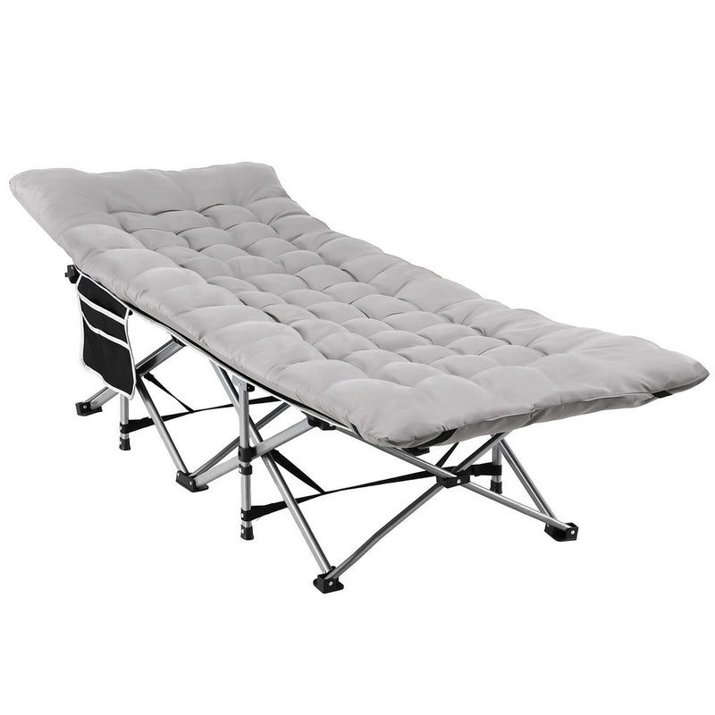Folding Bed With Mattress Heavy Duty Grey 185CM