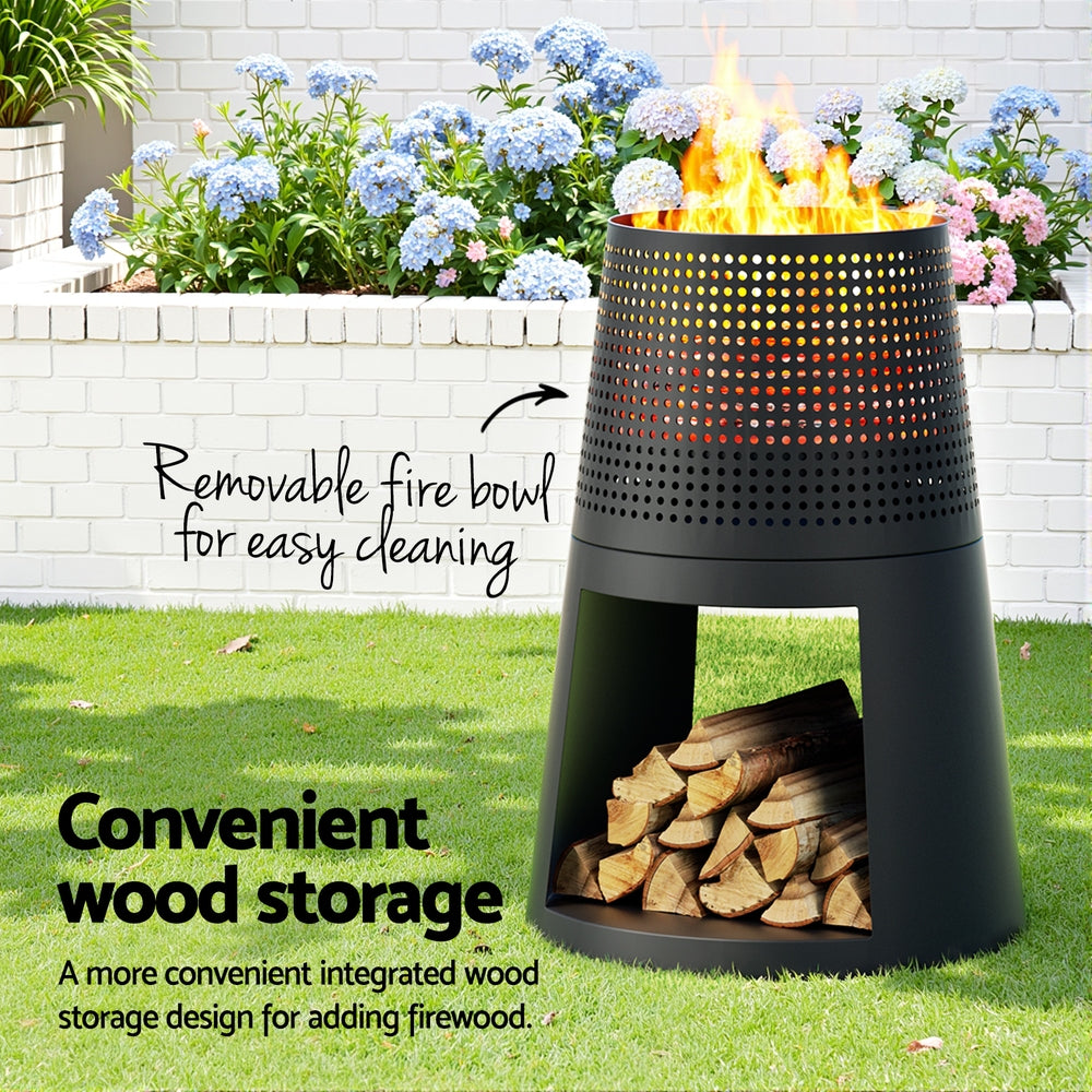 Grillz Deep Bowl Fire Pit – Iron Outdoor Fireplace