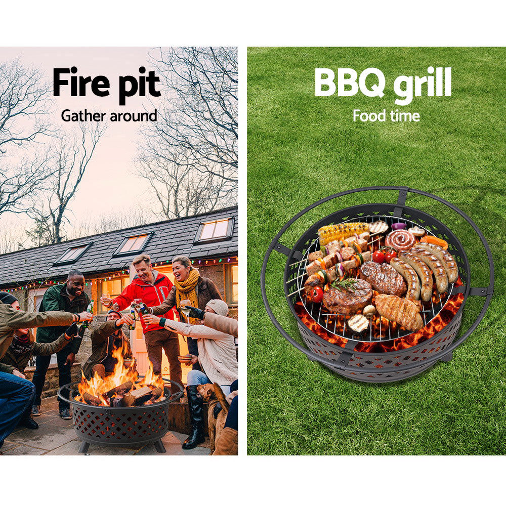 Grillz 76cm Fire Pit BBQ Grill