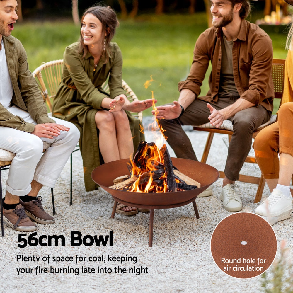 Grillz 56cm Rustic Fire Pit Bowl – Outdoor Heating