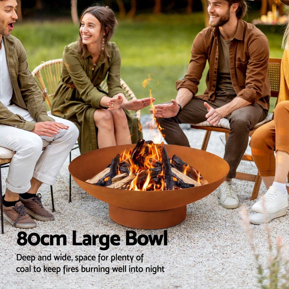 Grillz 80cm Fire Pit Bowl – Outdoor Patio Heating