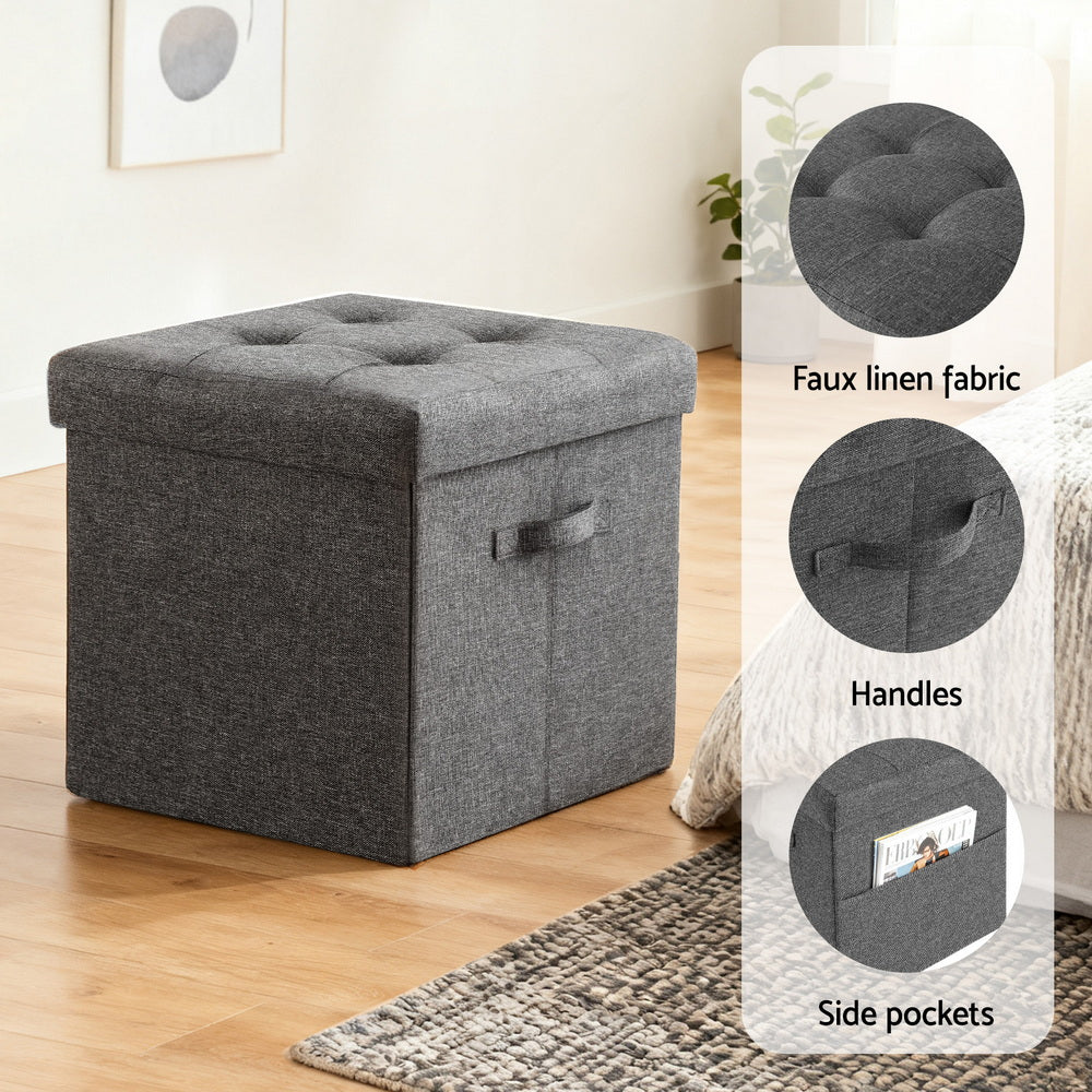 Artiss Foldable Storage Ottoman Foot Stool