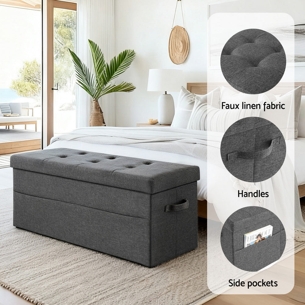 Artiss Foldable Foot Stool Storage Ottoman