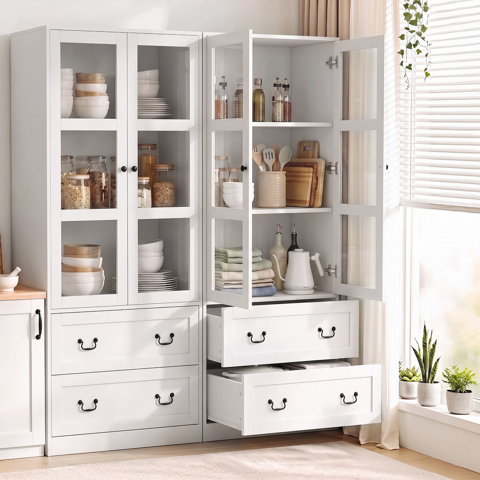 Artiss 180cm Buffet Sideboard Cabinet with Hutch White