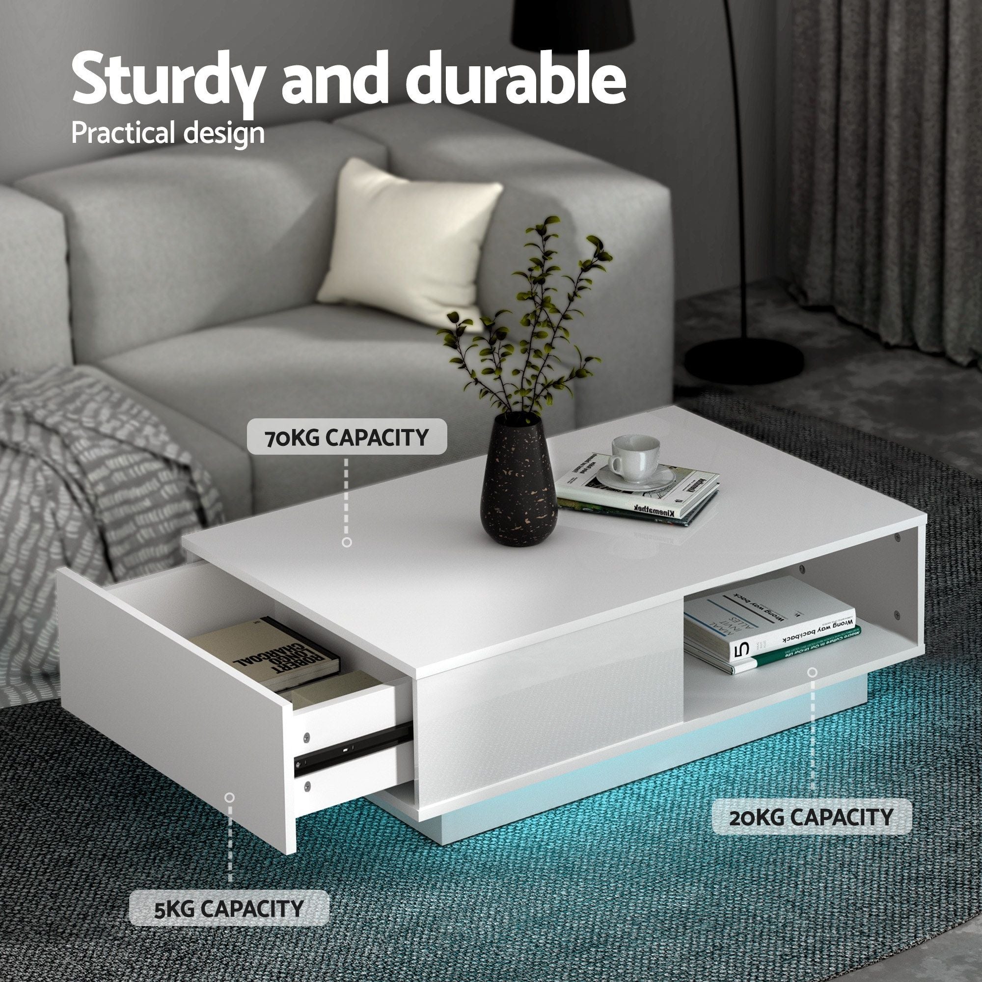 Artiss LED TV Unit & Coffee Table Set – White