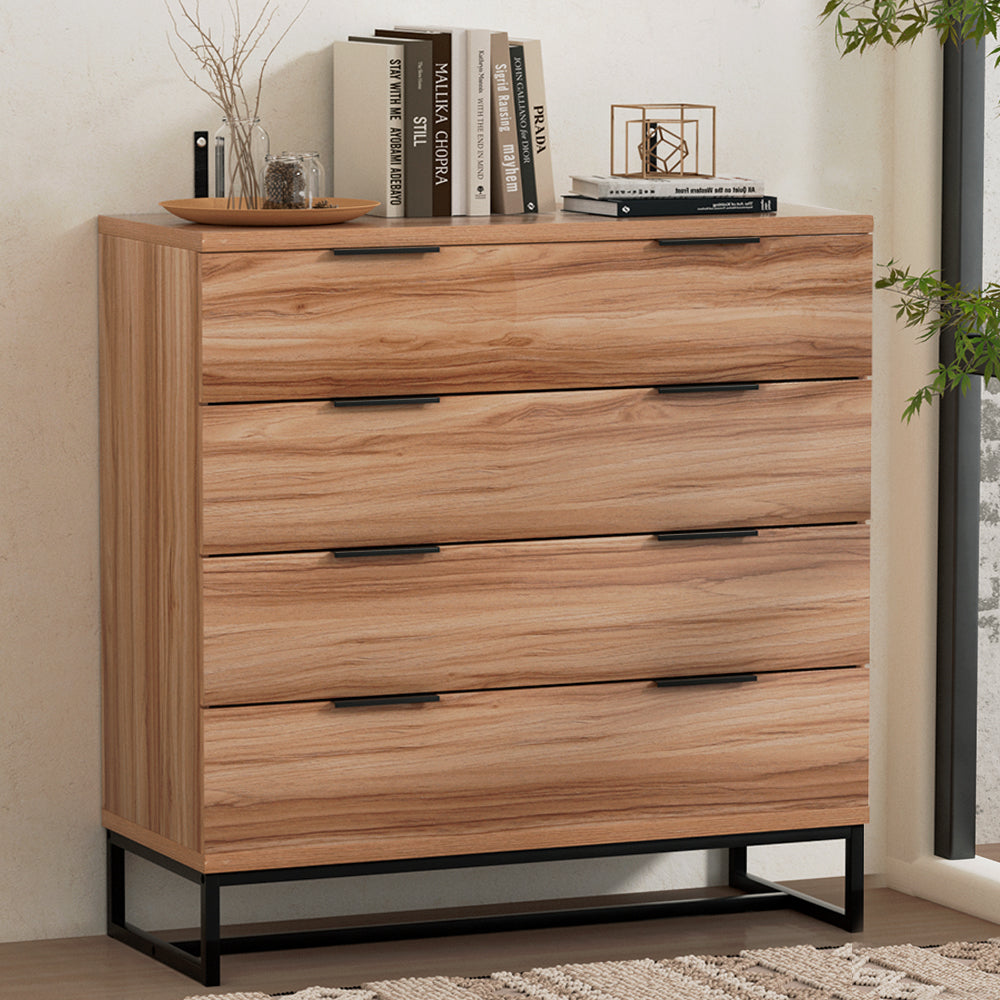 Rust Oak 4-Drawer Tallboy Chest/Storage Cabinet