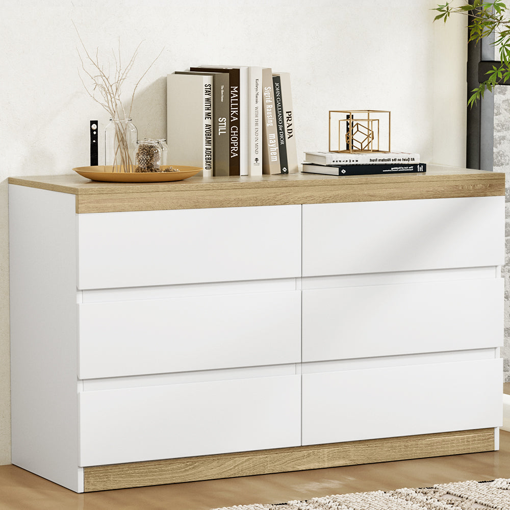 6 Chest of Drawers Cabinet Dresser Table Tallboy White