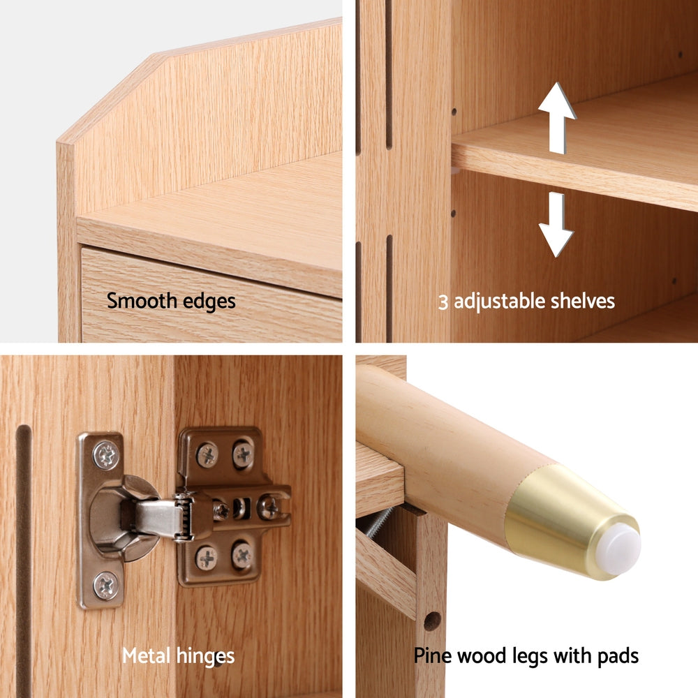 Artiss Shoe Rack 4-Tier 16 Pairs Pine