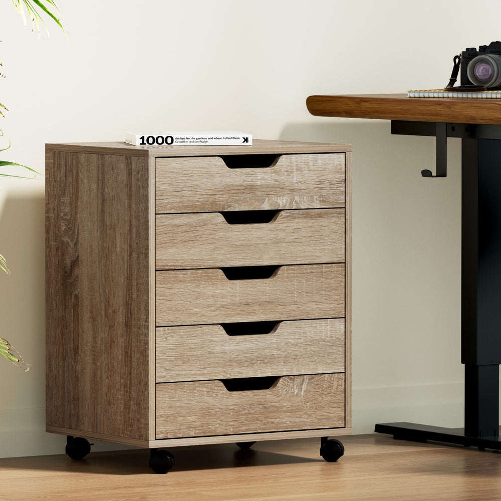 5-Drawer Mobile Filing Cabinet – Beige