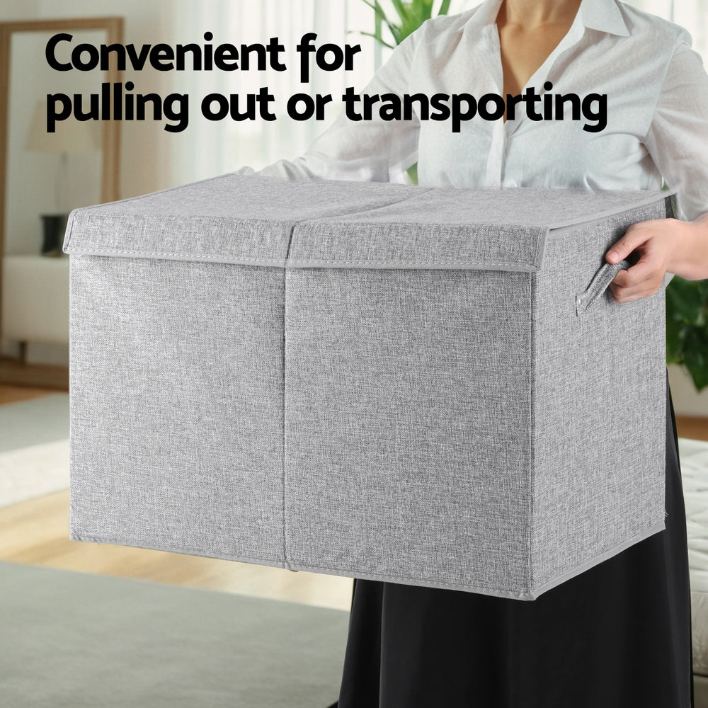 Large Foldable Toy Box with Flip-Top Lid – Grey