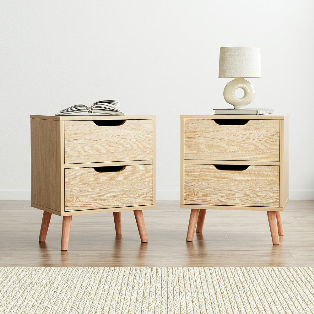 Set of 2 BODEN Pine Bedside Tables – 2 Drawers