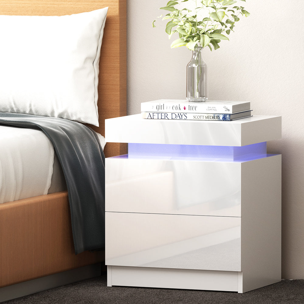 Coley Bedside Table – White with Lift-Up Storage