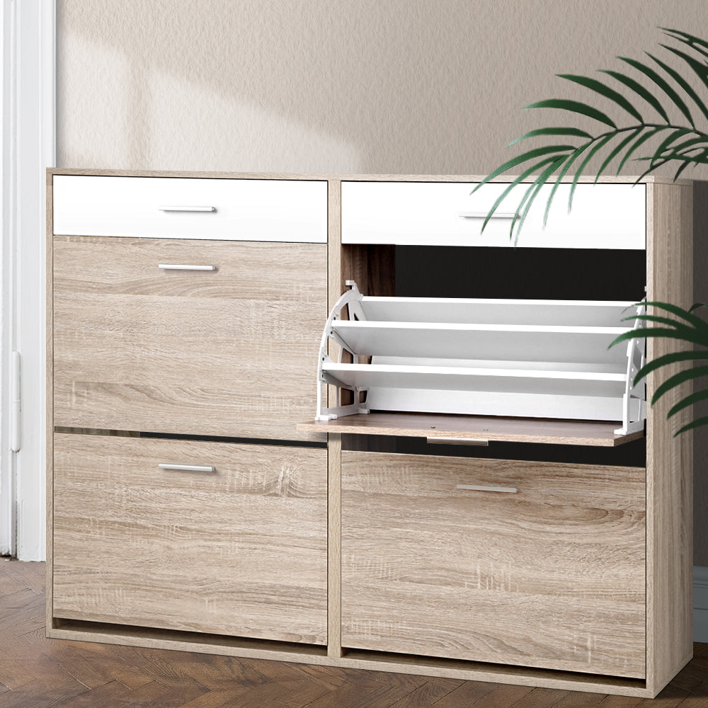 Artiss Shoe Rack Cabinet 36 Pairs Pine