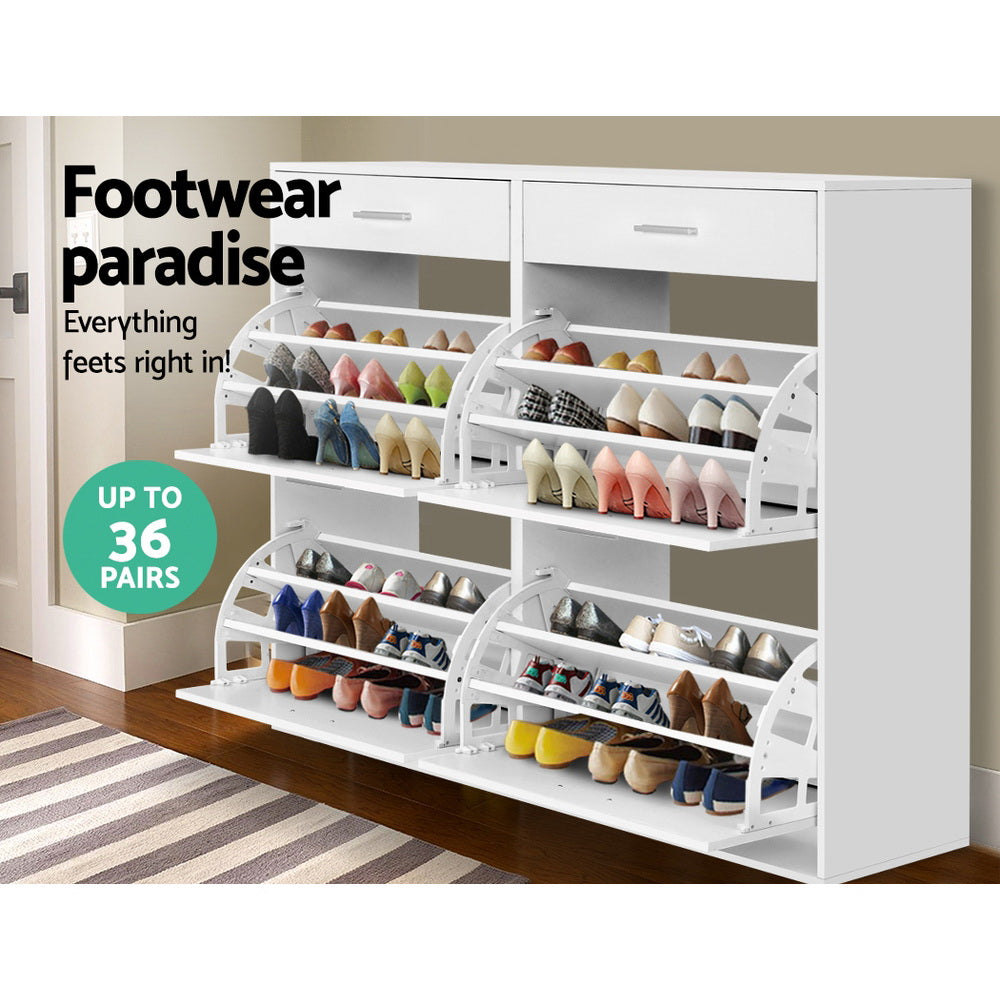 Artiss Shoe Cabinet 36 Pairs White