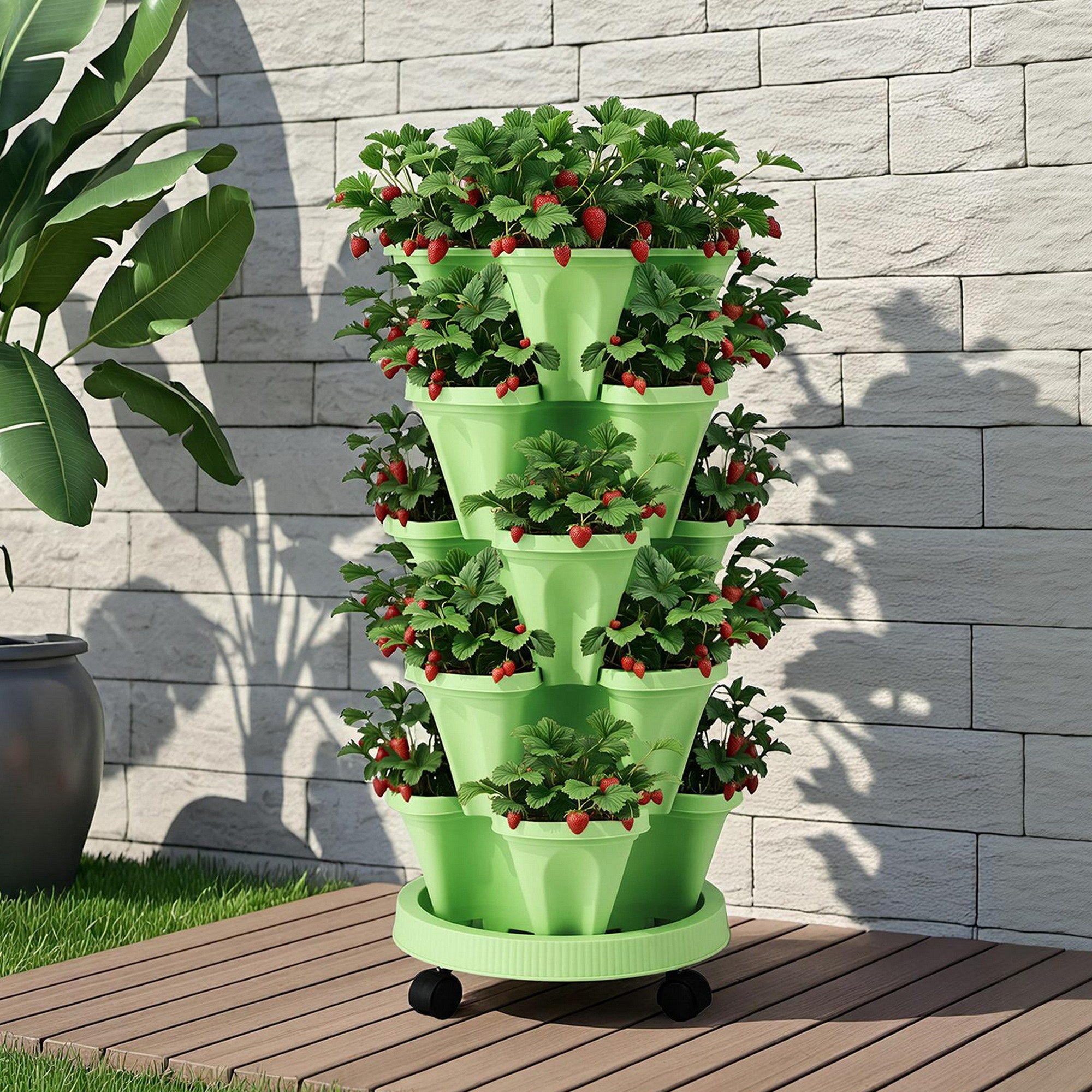 Green Fingers 5-Tier Vertical Garden Bed – Stackable Planters (Light Green)