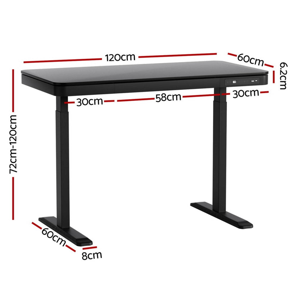 Motorised Electric Standing Desk with Drawer β 120CM Black