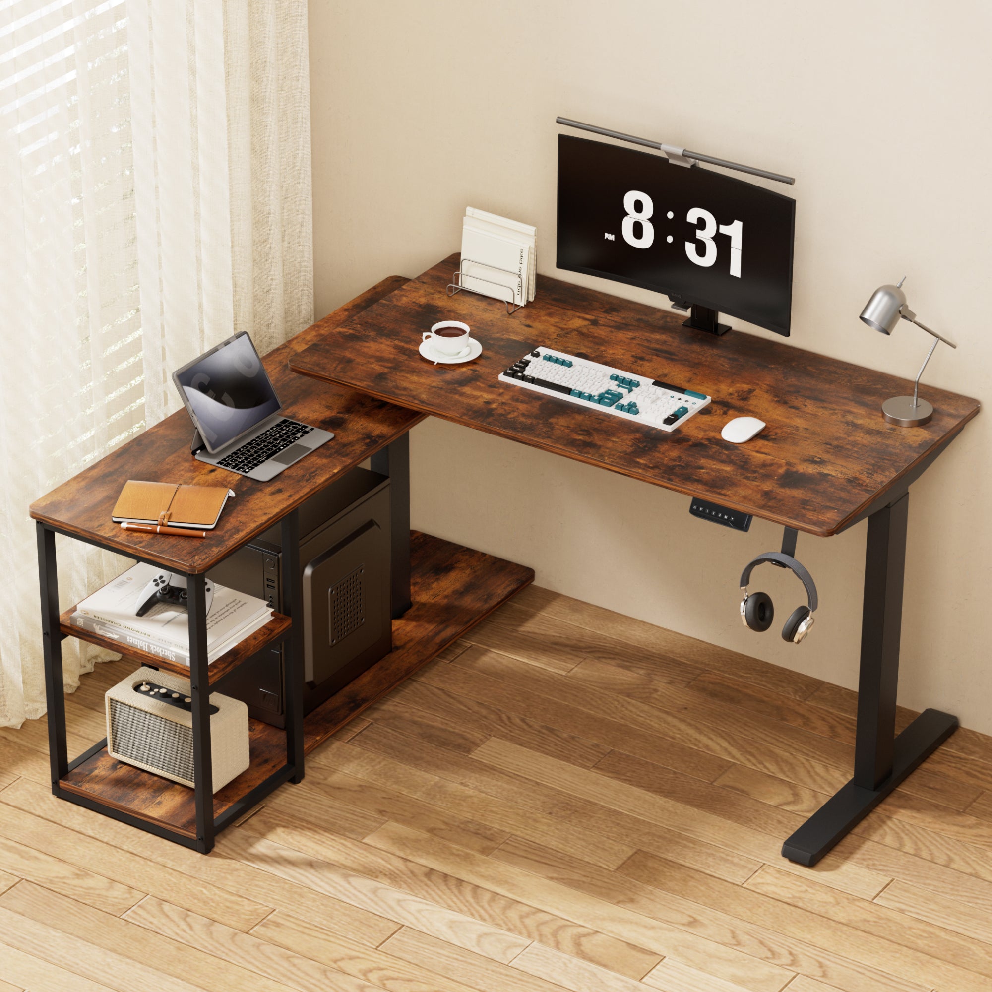 Artiss Motorised 120 cm Rustic Brown Standing Desk