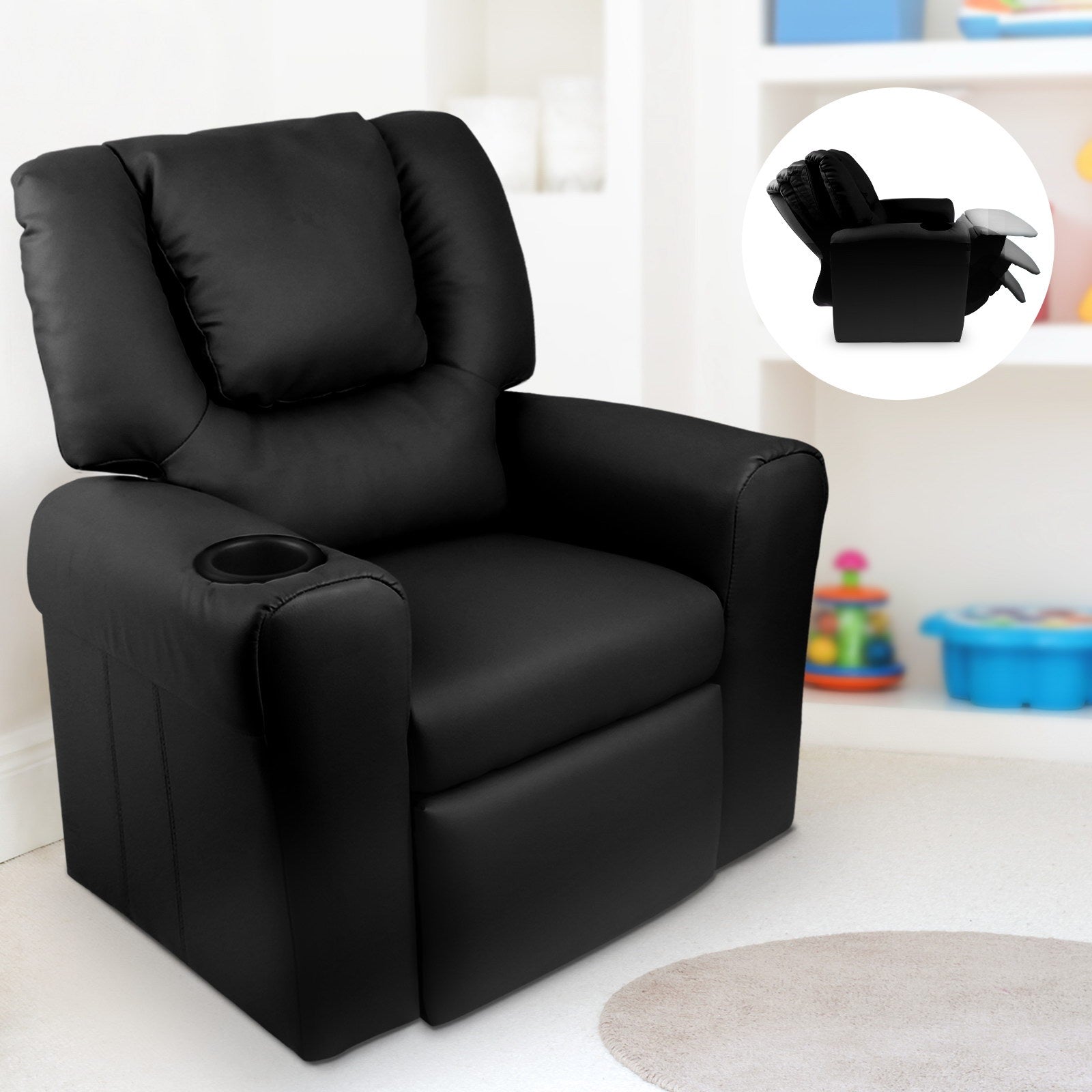 Keezi Kids PU Leather Recliner Armchair – Black