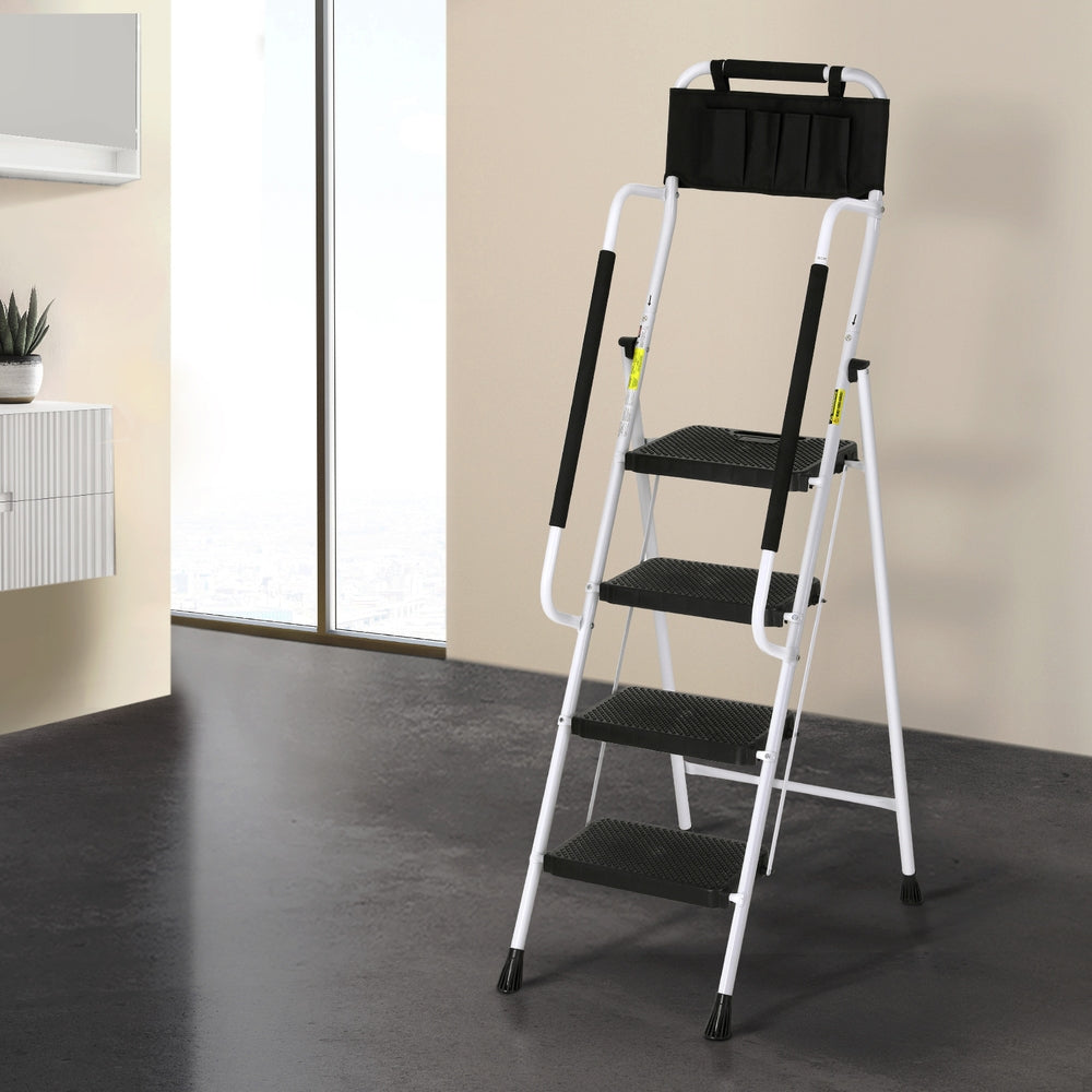 Giantz 4-Step Folding Ladder β Steel, Platform & Handrails