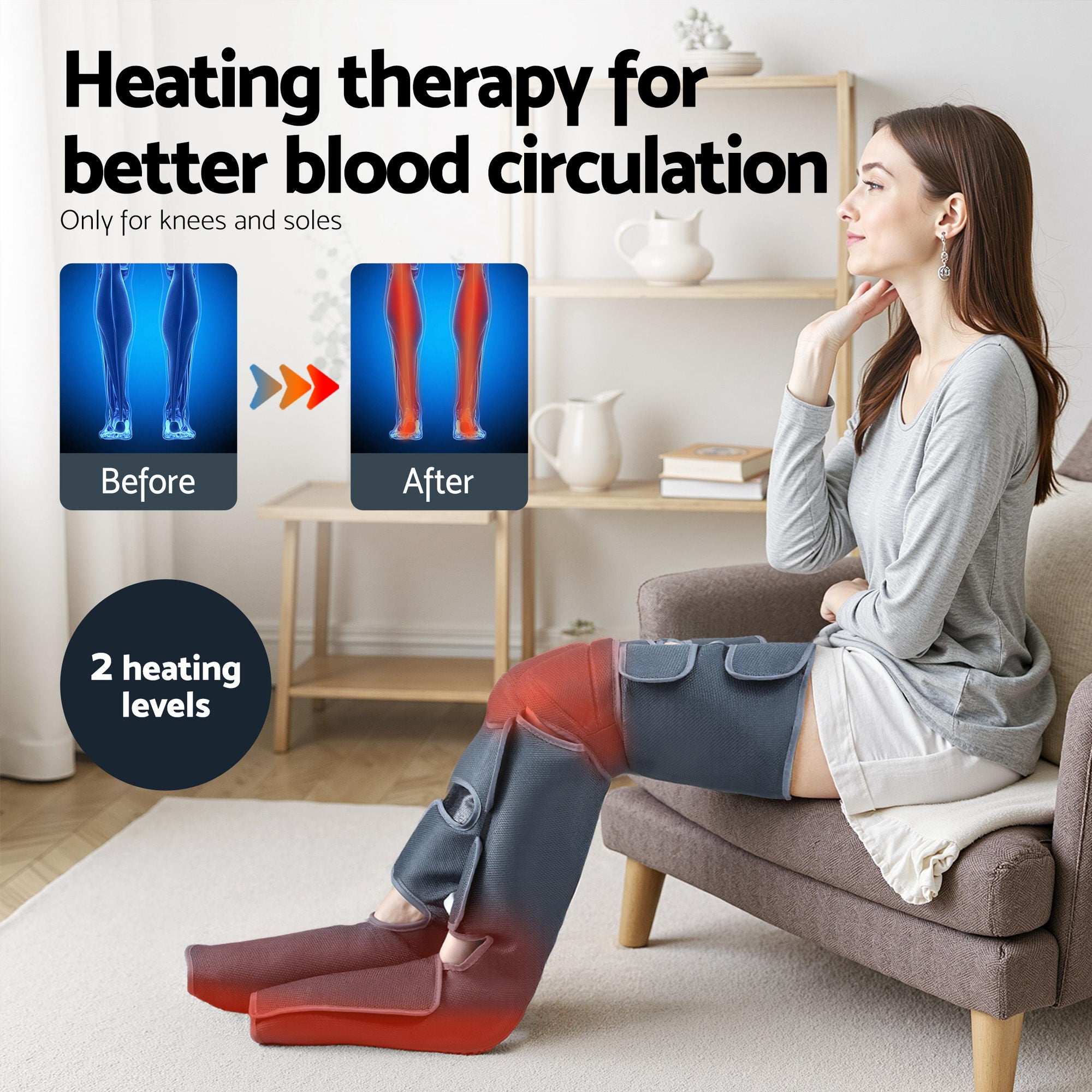 Livemor Electric Air Leg & Foot Massager with Shiatsu Neck Heating