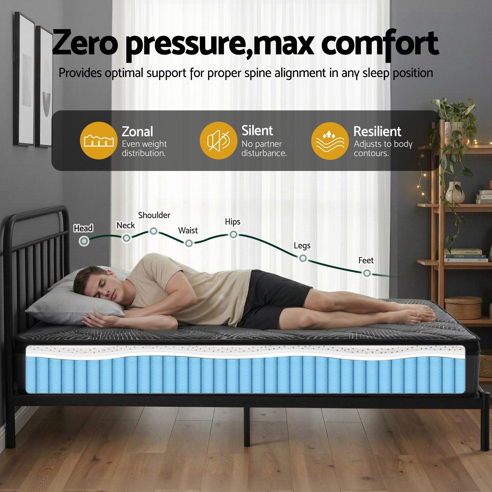 Giselle Single 25cm Pocket Spring Latex Mattress