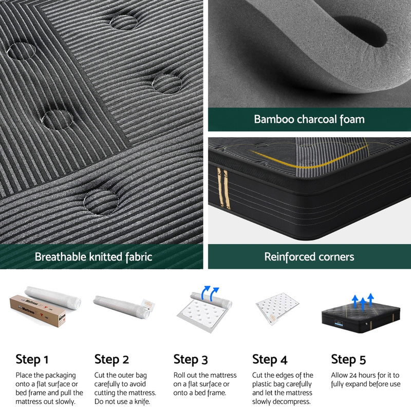 35cm Giselle Mattress Double Bed Bamboo Pocket Firm Foam