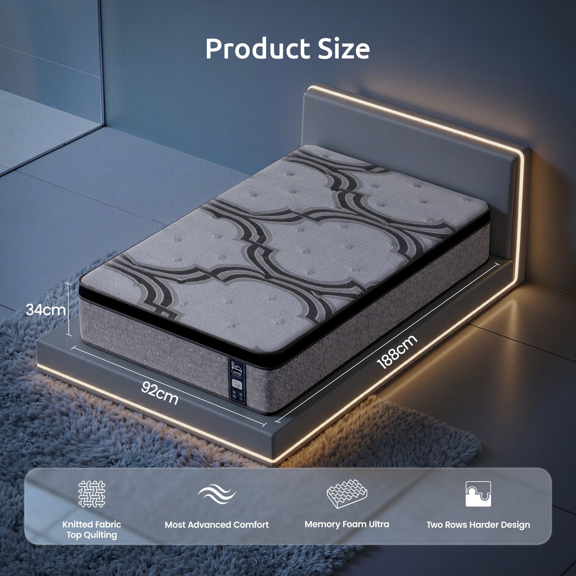 Levitex 34cm Latex & Memory Foam Hybrid Mattress β Single