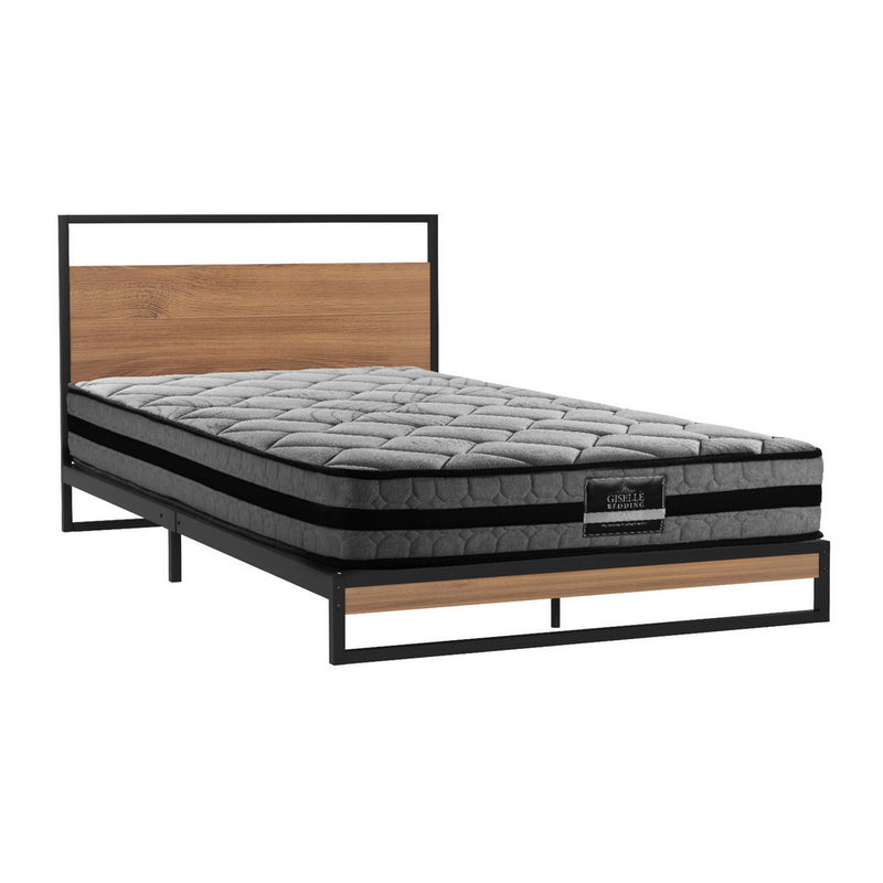 King Single Metal Bed Frame with Mattress