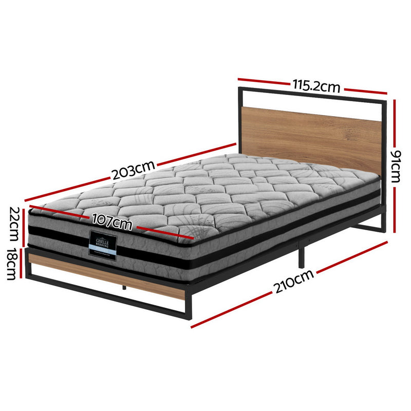 King Single Metal Bed Frame with Mattress