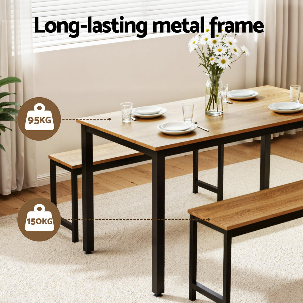 3-Piece Dining Table & Chairs Set β Natural Oak