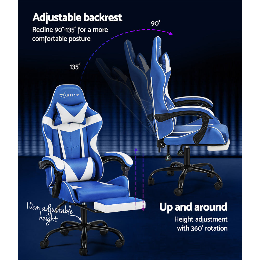 Executive Gaming & Office Chair – Blue & White