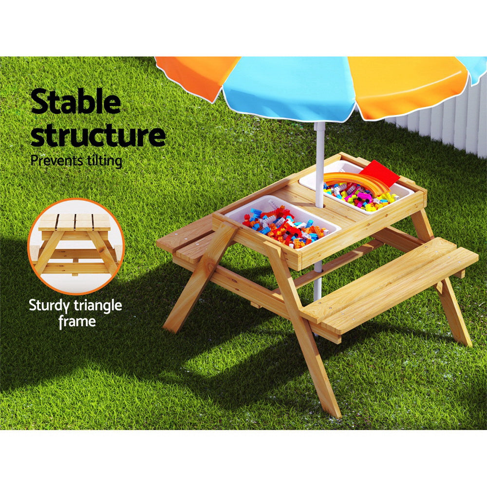 Keezi Kids Picnic Table with Umbrella & Sand Pit
