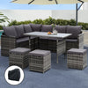 Outdoor Sofa Lounge Set – Grey with Cover