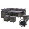Outdoor Sofa Lounge Set – Grey with Cover