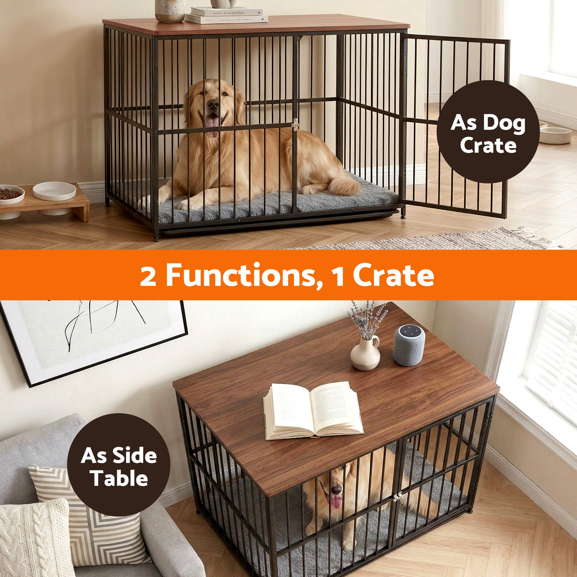 i.Pet XL Wooden Dog Crate Furniture 107cm Black