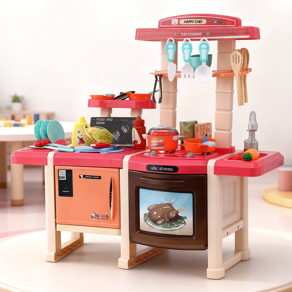 Keezi Kids Kitchen Play Set with Sound, Steam & Light Effects