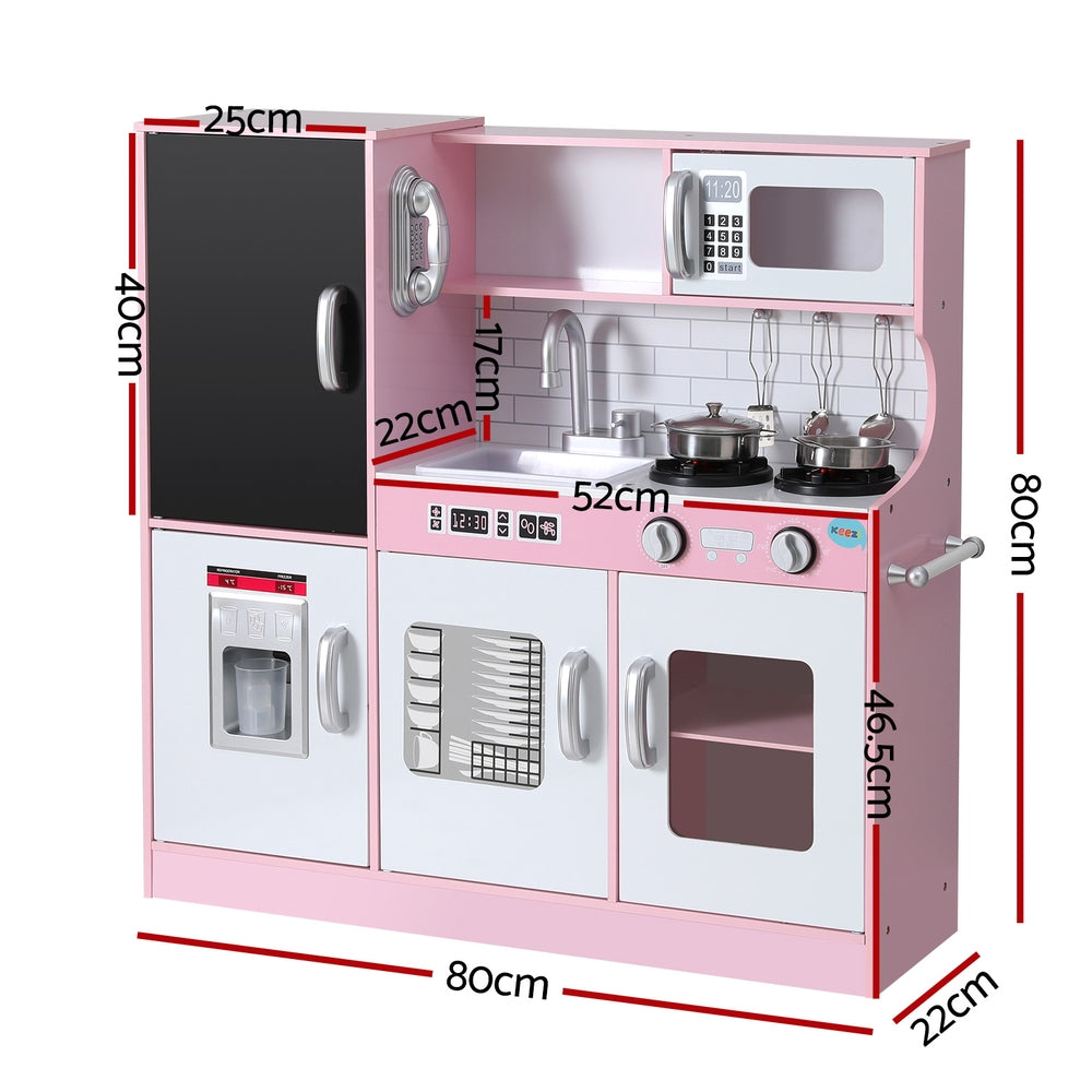 Keezi Wooden Pretend Kitchen Play Set 80cm Pink