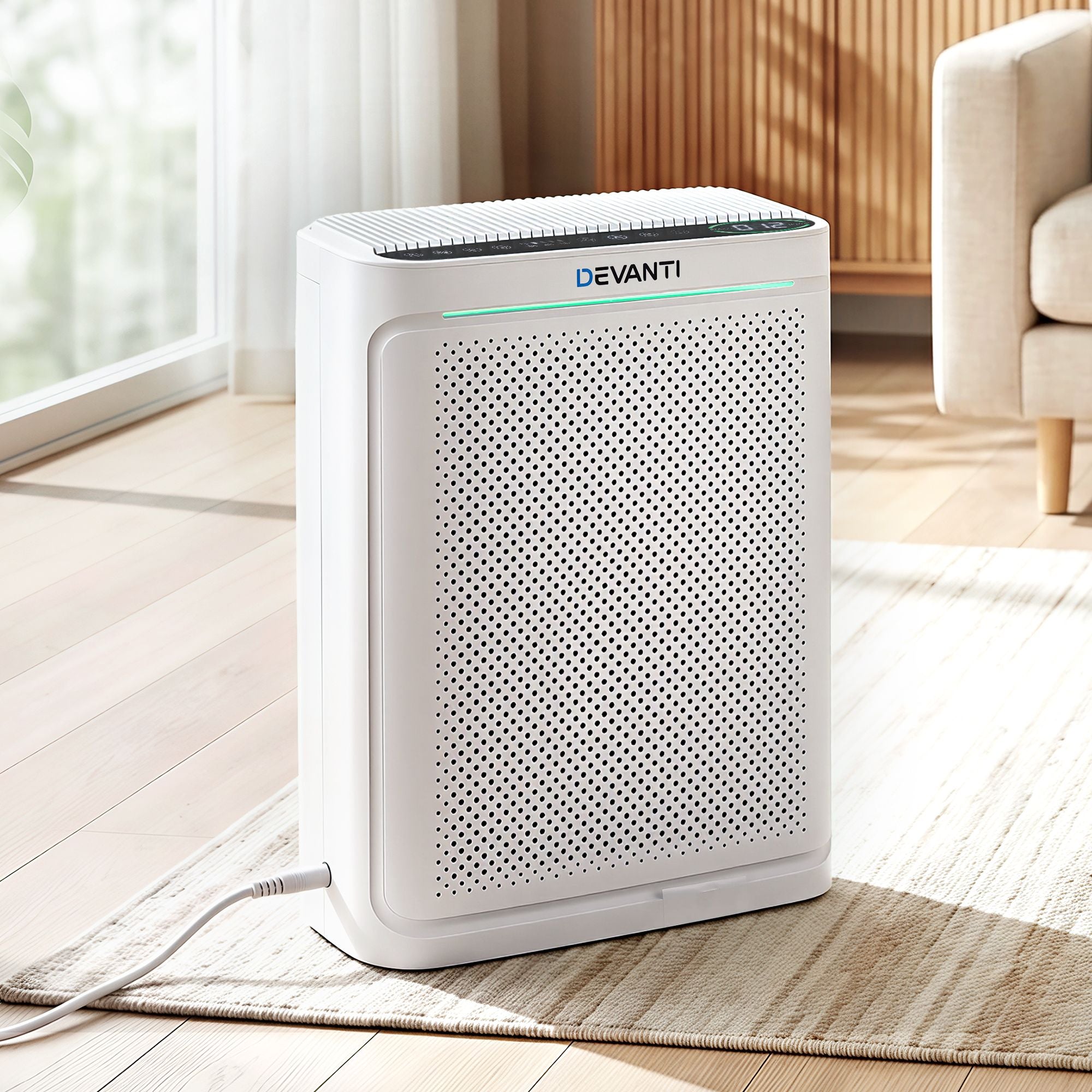 Devanti Air Purifier HEPA Air Cleaner Digital Display White