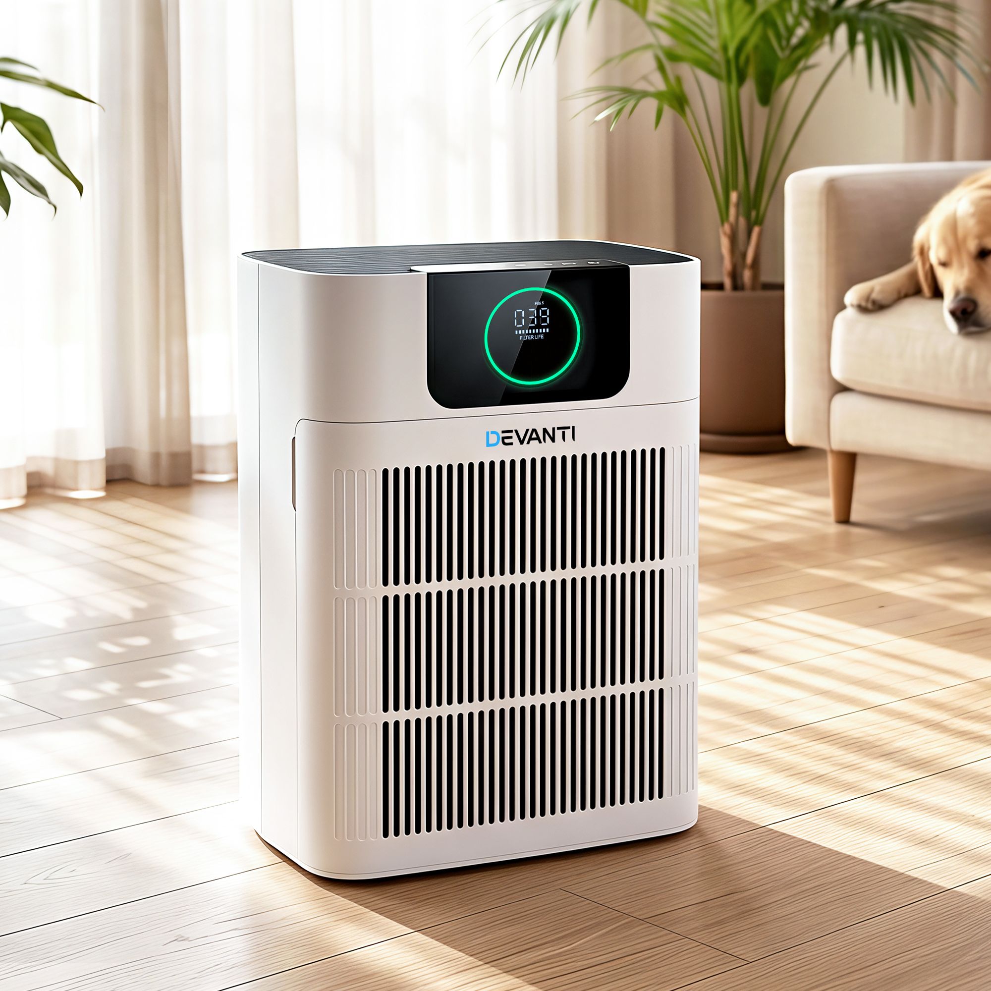 Devanti Pet Air Purifier 3 Stage HEPA Filter PM2.5 Display White