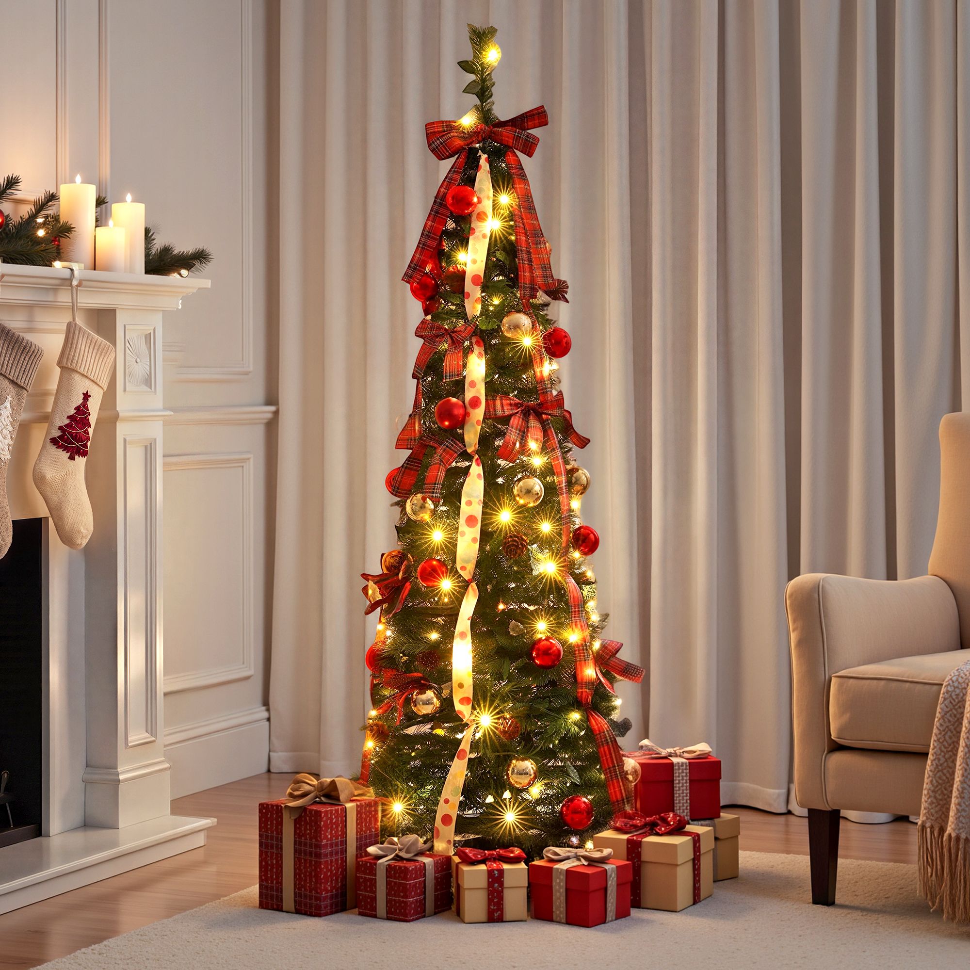 160cm Pre-Decorated Pop-Up Christmas Tree