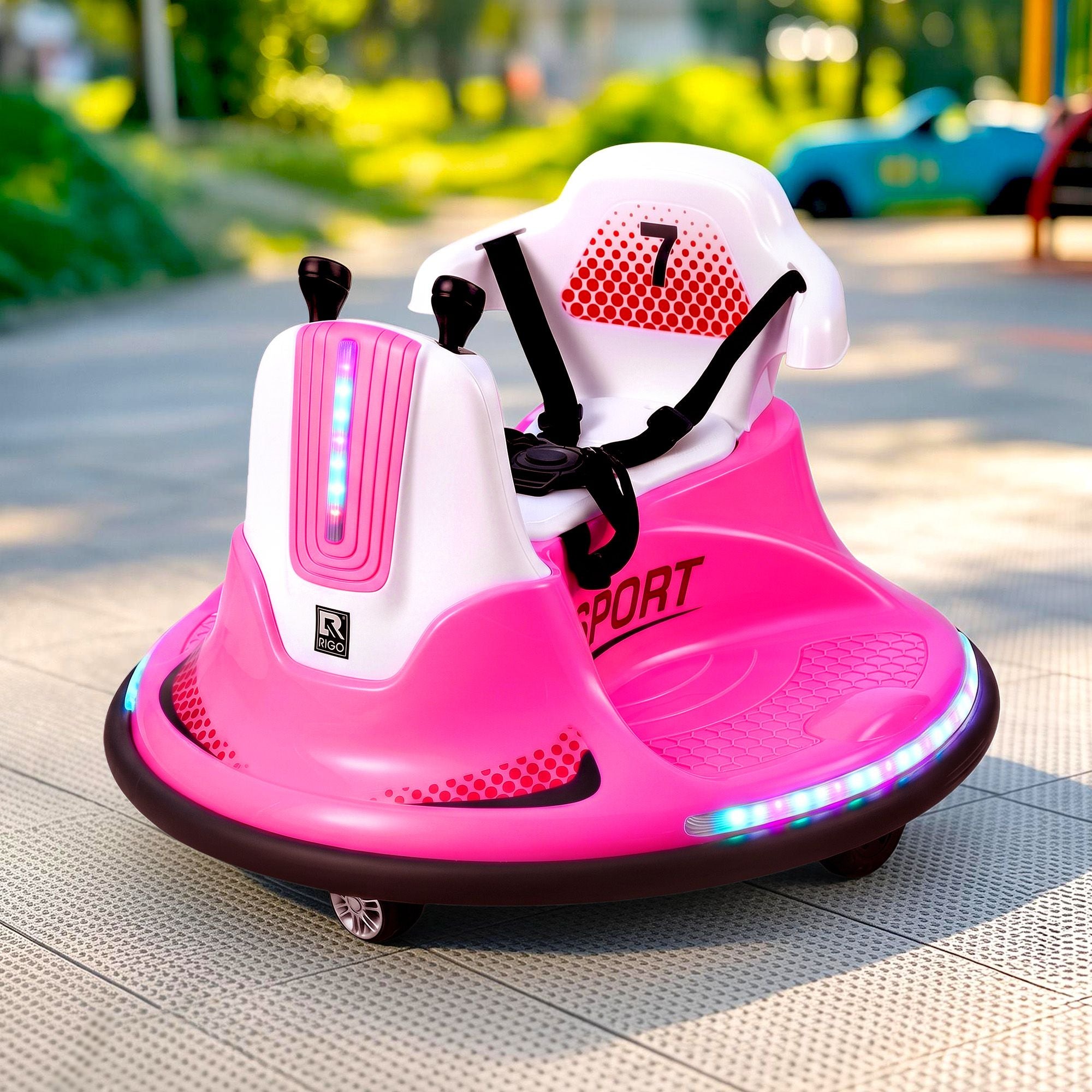 Rigo 12V Kids Ride-On Bumper Car with Remote – Pink