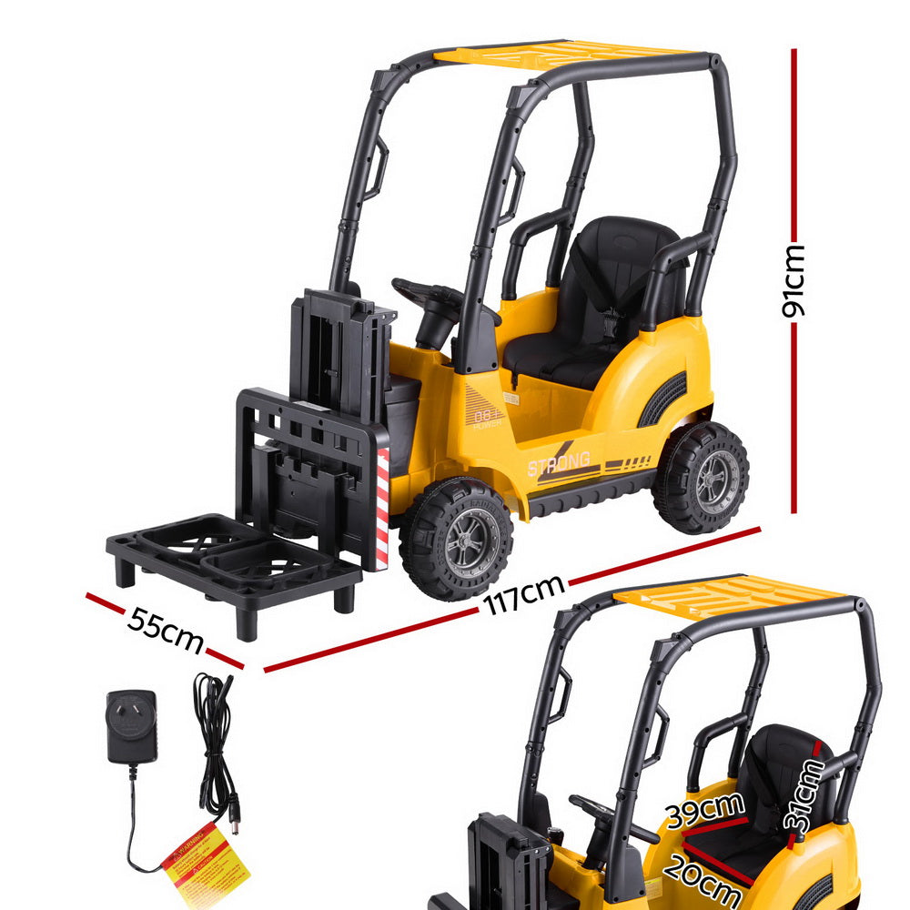 Rigo Kids Electric Ride-On Forklift Loader – 12V Battery with Horn & Remote (Yellow)