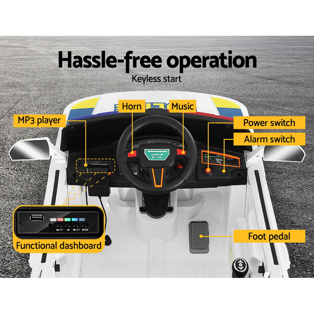 Rigo Kids Electric Police Ride-On Car β White