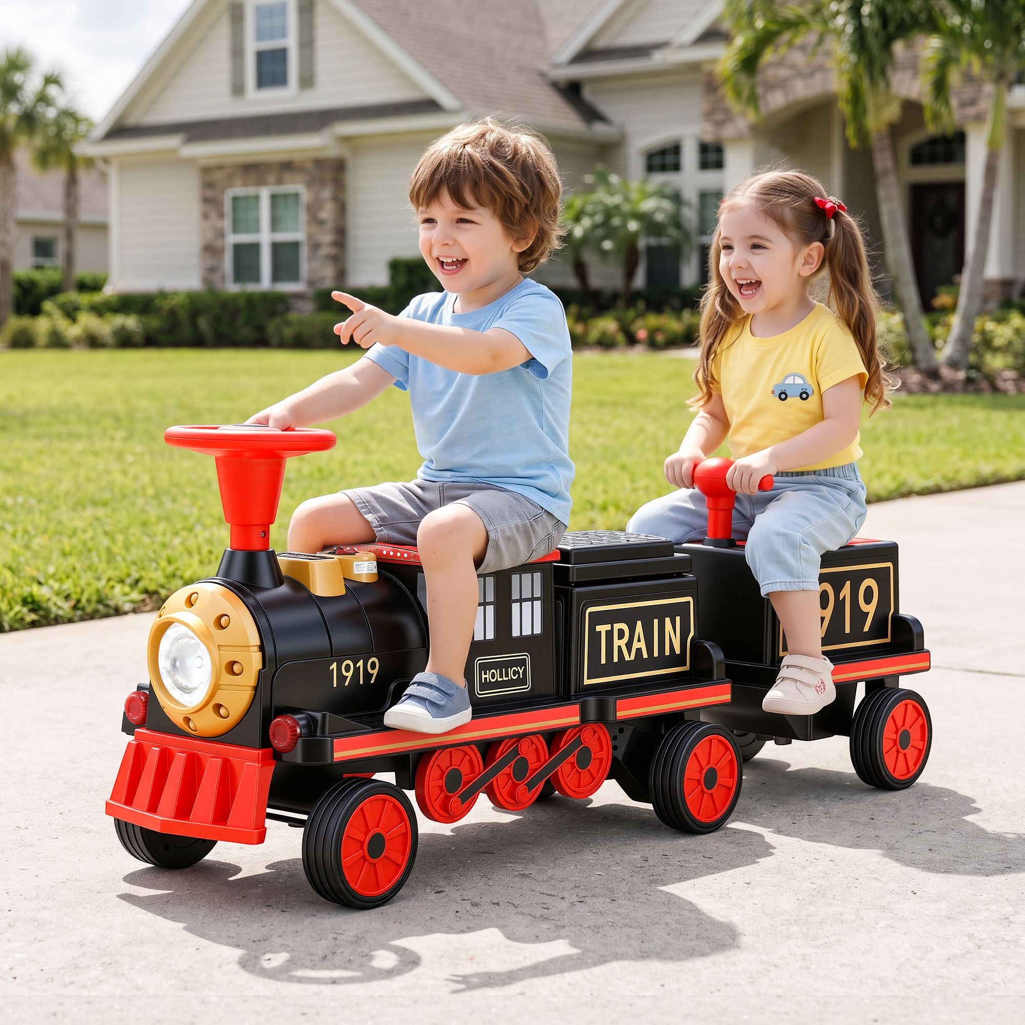 Rigo 12V Kids Ride On Train 2 Seater 136cm