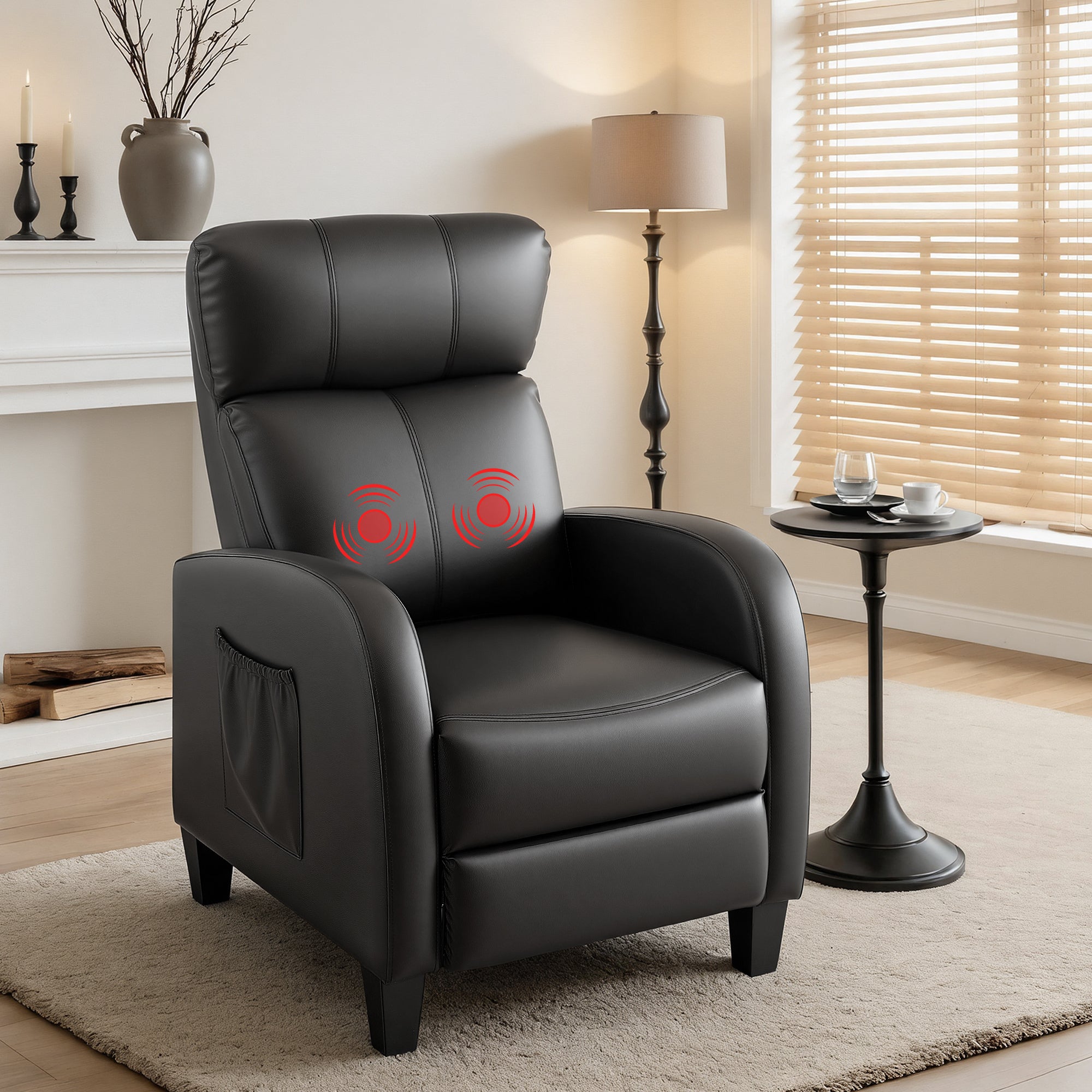 Artiss PU Leather Massage Recliner Chair β Black