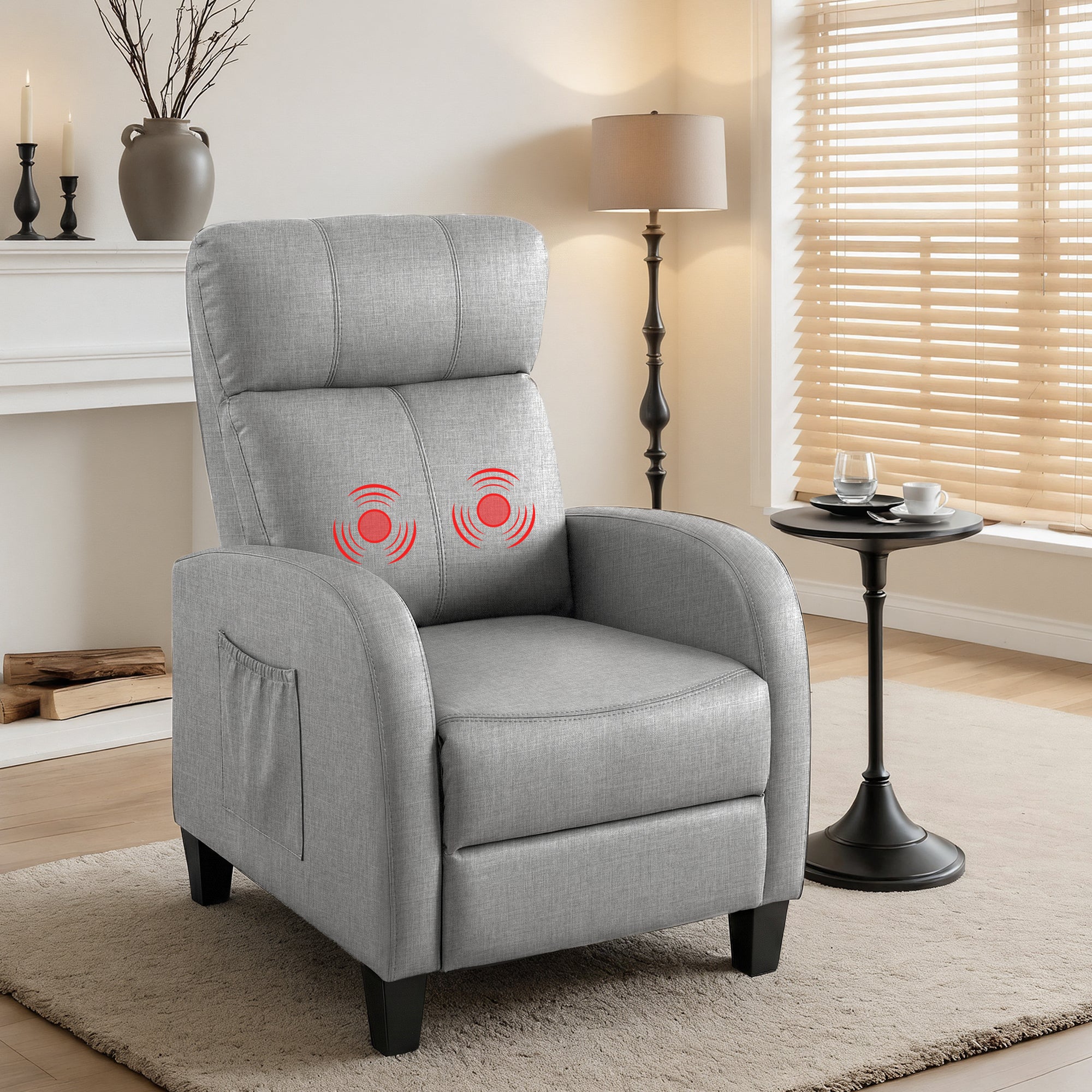 Artiss Grey Fabric Massage Recliner Chair
