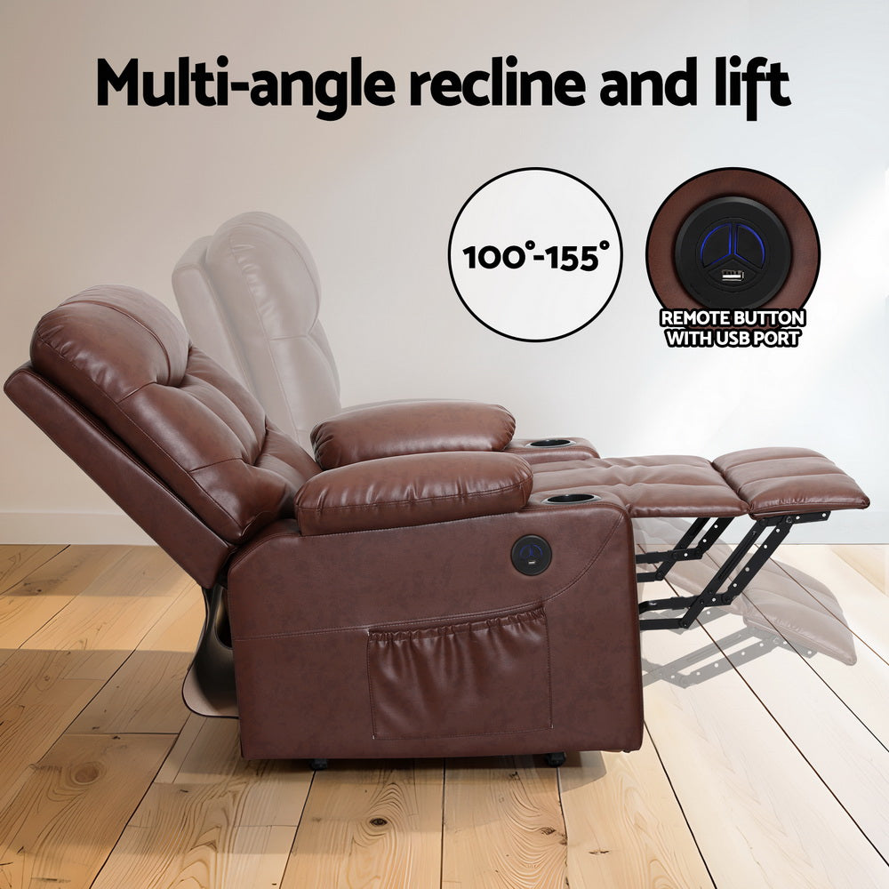 Artiss Claude Lift Recliner Chair with Massage & Heat